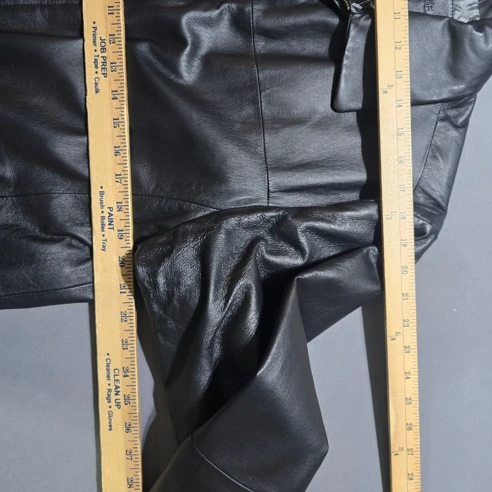 George Mens Black Leather Jacket Full Zip Quilted Lined Small 634A500 Rich Black